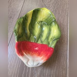 Radish Dish Vibrant Veggie Leaf-Shaped Ceramic Bowl